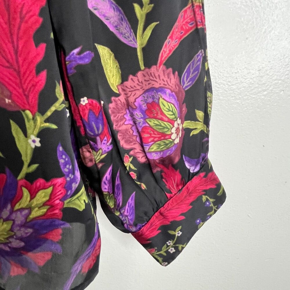 Lauren Ralph Lauren Women's Black Paisley Floral Long Sleeve Blouse Top Size L - Picture 5 of 7